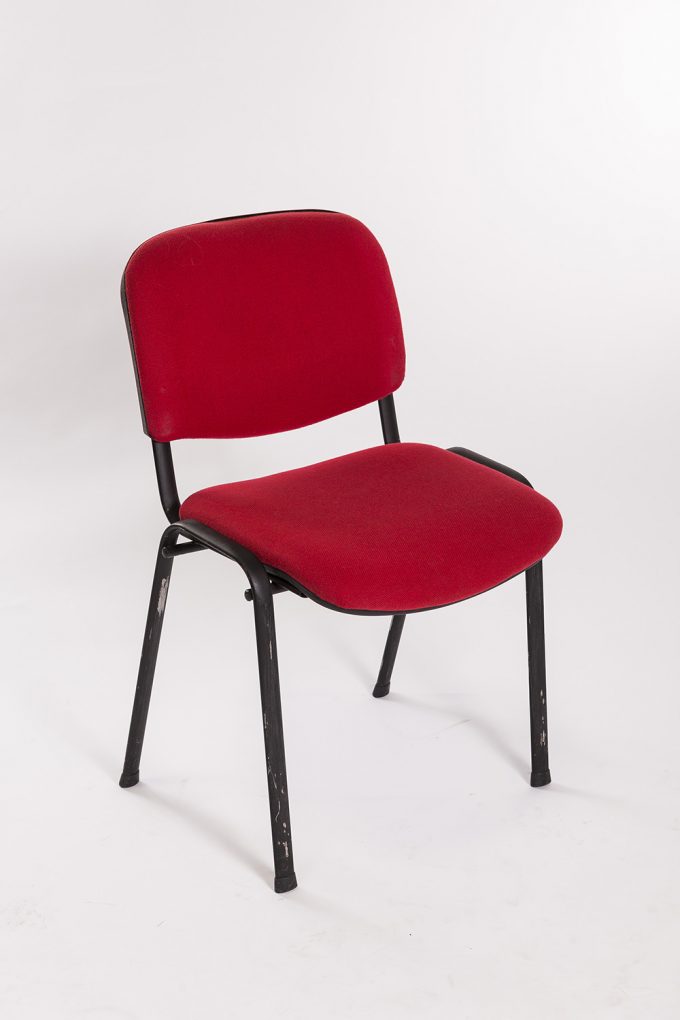 Stolička, čalúnená, červená
